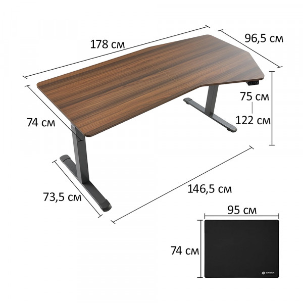 Eureka Ergonomic EDI HTG Unique Shape Office Standing Desk, Walnut  